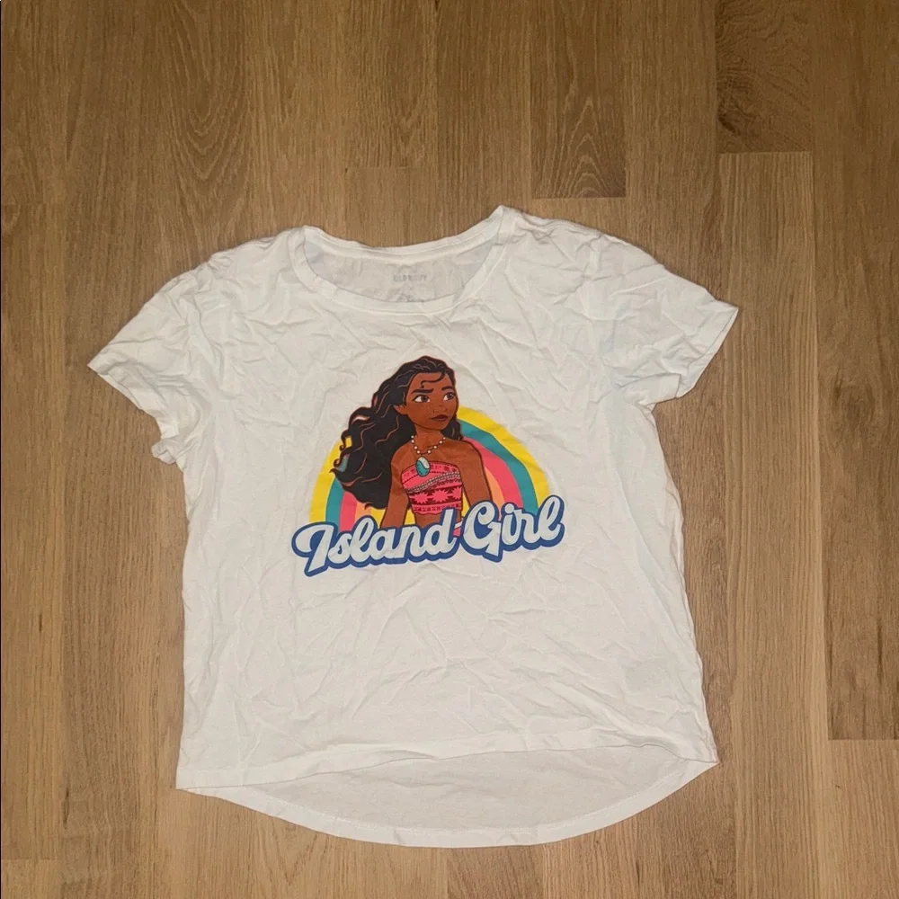 Old Navy White 'Island Girl' Graphic Tee with Rainbow